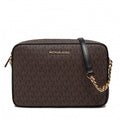 MICHAEL KORS Grand sac à bandoulière Jet Set en cuir saffiano logo Marron/Noir