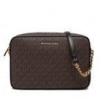 MICHAEL KORS Grand sac à bandoulière Jet Set en cuir saffiano logo Marron/Noir