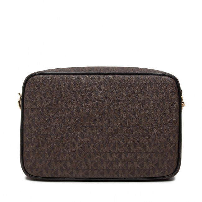 MICHAEL KORS Grand sac à bandoulière Jet Set en cuir saffiano logo Marron/Noir