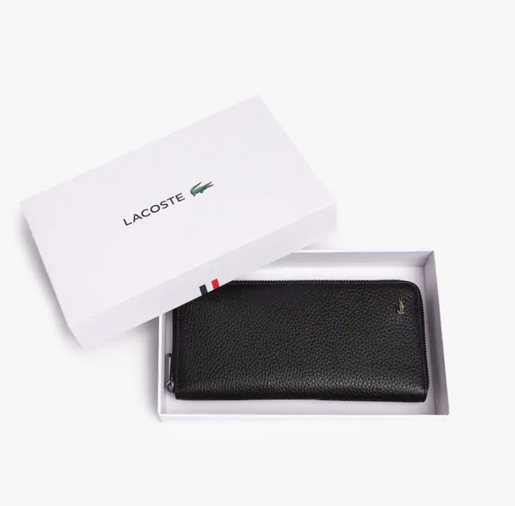 Portefeuille zippé Crocodil en cuir grainé