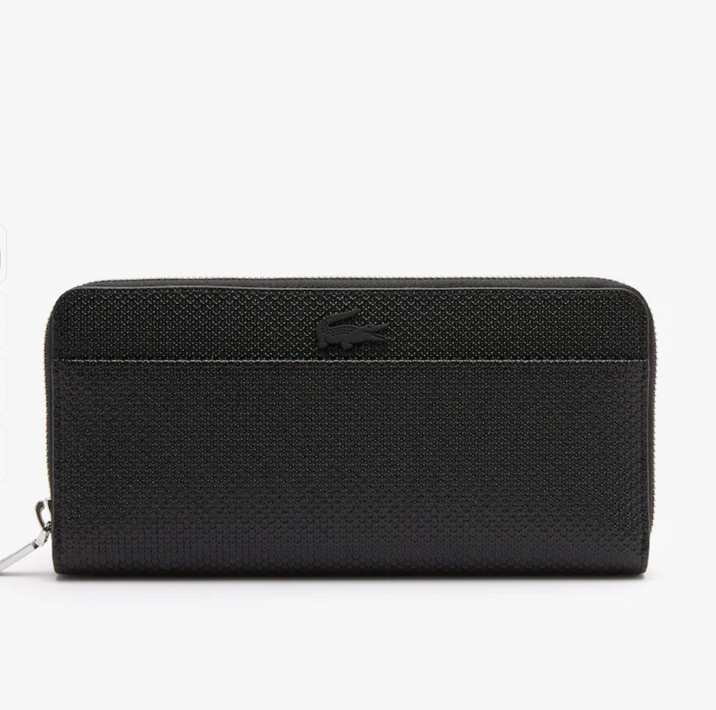LACOSTE Grand portefeuille unisexe Chantaco zippé en cuir piqué