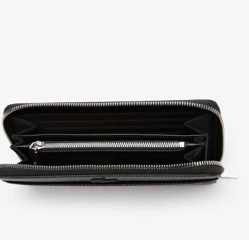 LACOSTE Grand portefeuille unisexe Chantaco zippé en cuir piqué