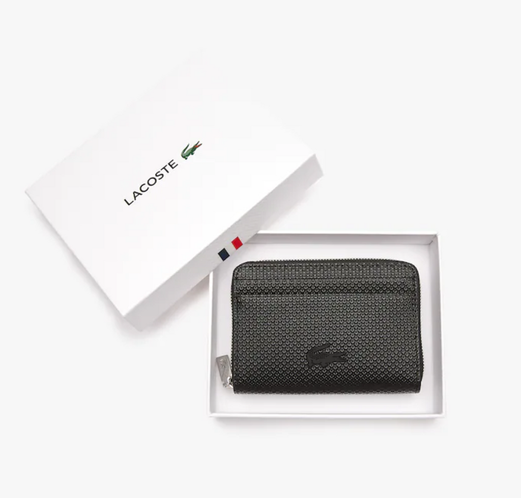 LACOSTE Petit porte-monnaie unisexe Chantaco zippé en cuir premium