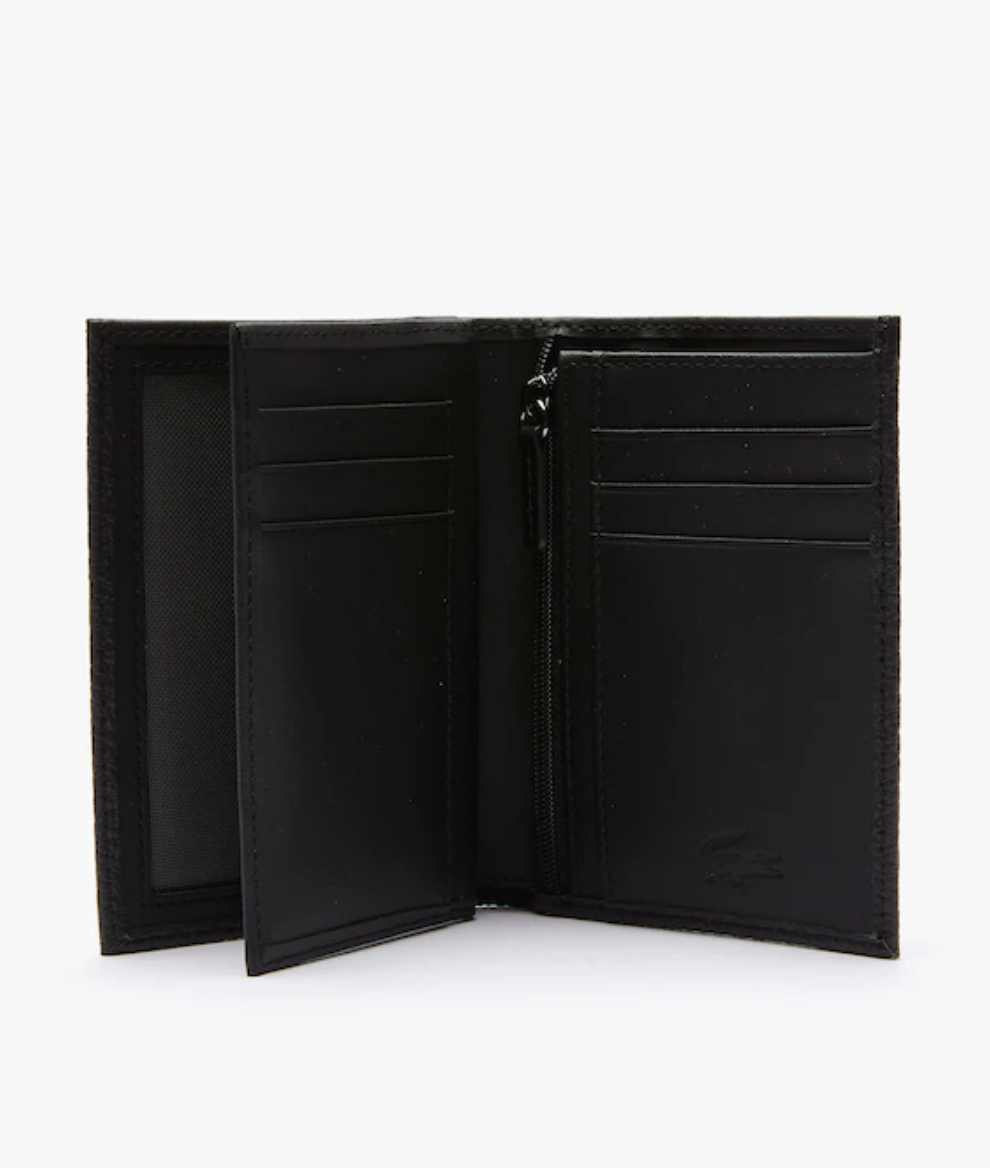 LACOSTE Portefeuille Lacoste pliable vertical en cuir grainé