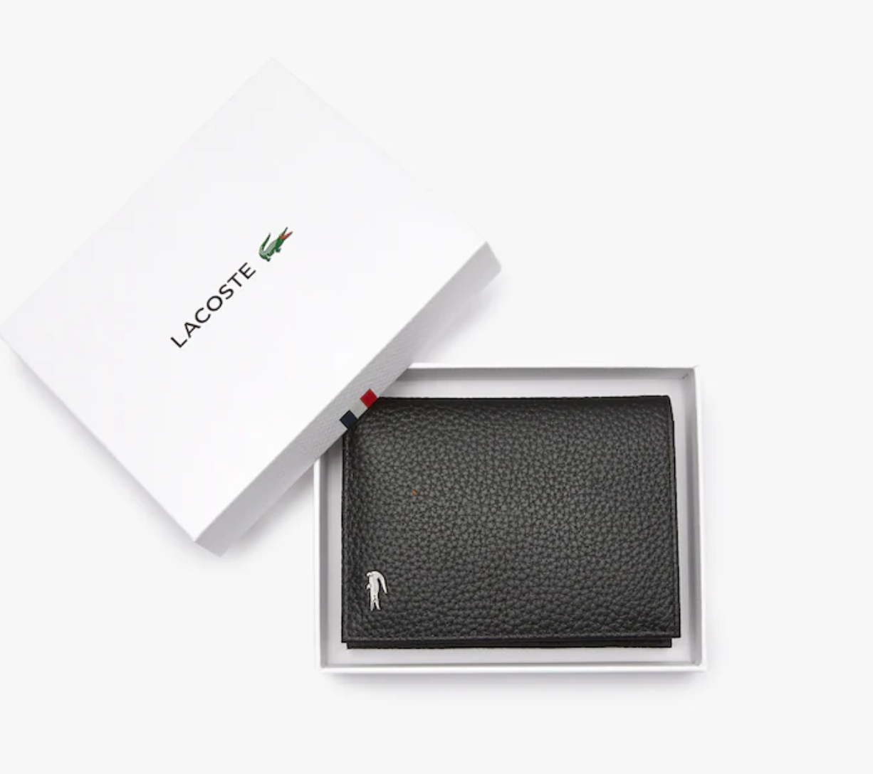 LACOSTE Portefeuille Lacoste pliable vertical en cuir grainé
