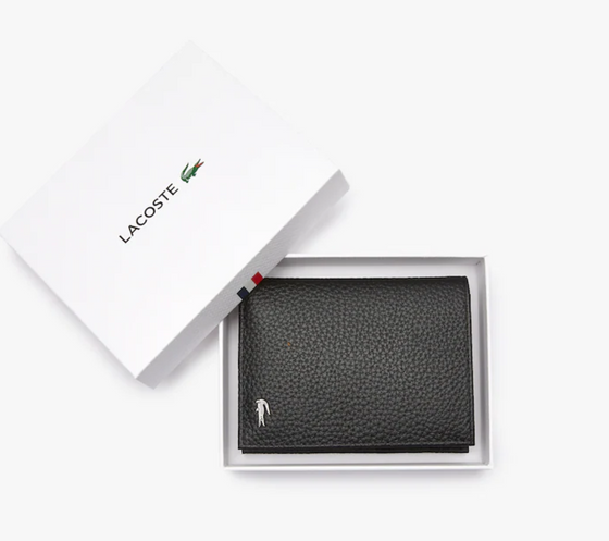 Portefeuille Lacoste pliable vertical en cuir grainé
