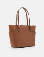 MICHAEL KORS Grand cabas Jet Set en cuir grainé avec glissière supérieure Camel