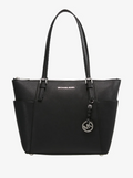 MICHAEL KORS Grand cabas Jet Set en cuir grainé avec glissière supérieure Camel