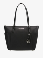 MICHAEL KORS Grand cabas Jet Set en cuir grainé avec glissière supérieure Camel