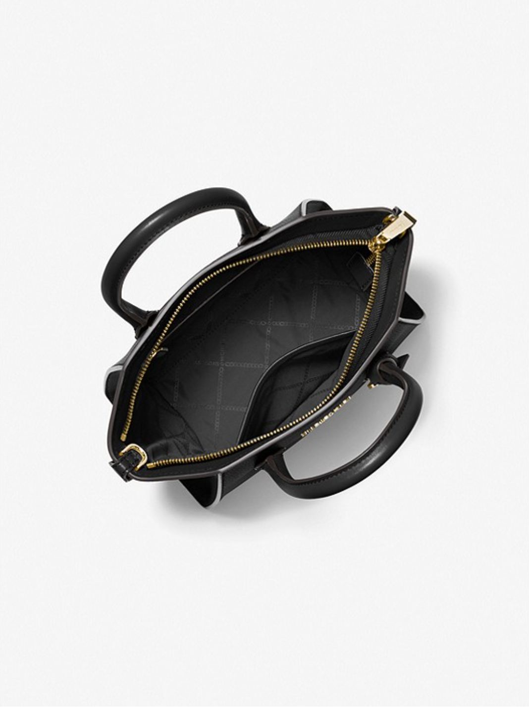 MICHAEL KORS Petit sac Avril en cuir à glissière supérieure Noir doré