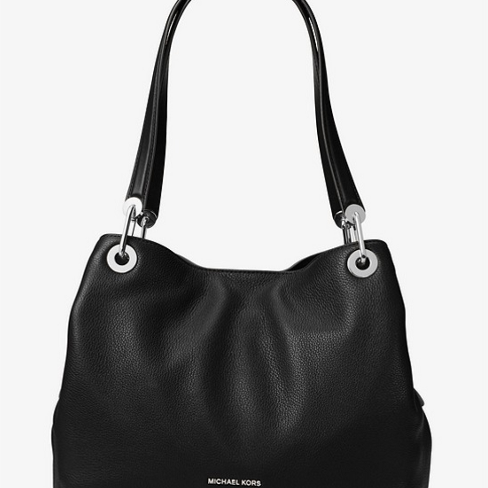 
                      
                        MICHAEL KORS Grand sac porté épaule Lillie en cuir grainé Noir/Doré
                      
                    