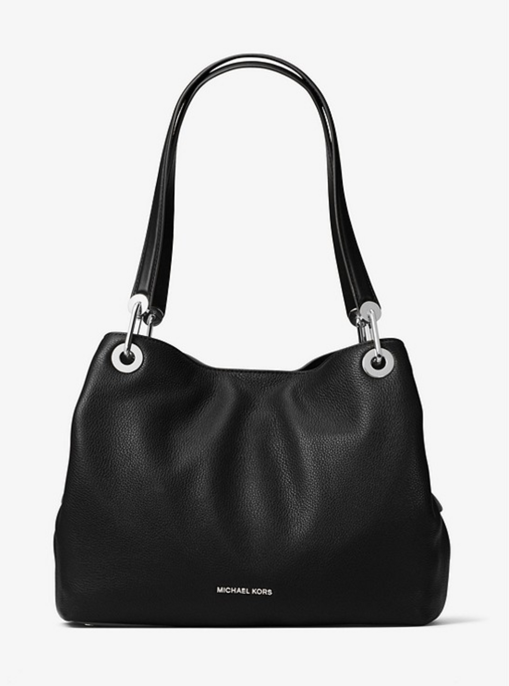 MICHAEL KORS Grand sac porté épaule Lillie en cuir grainé Noir/Doré