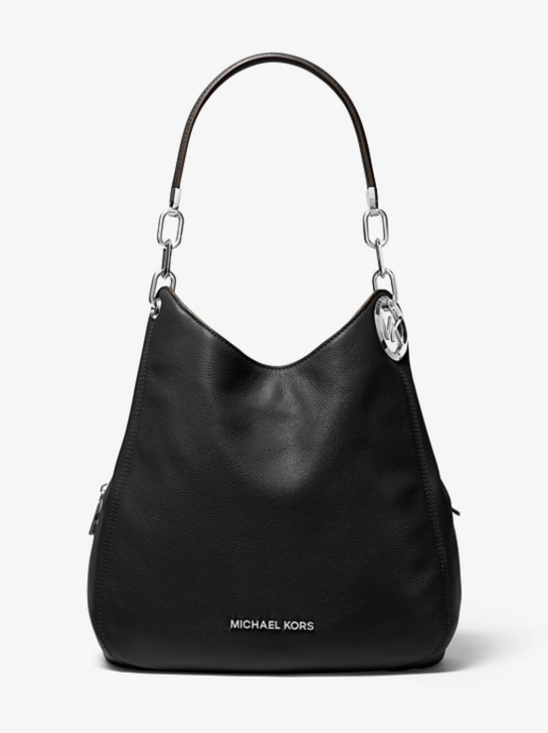 MICHAEL KORS Grand sac porté épaule Lillie en cuir grainé Noir/Argent