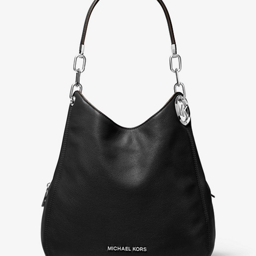 
                      
                        MICHAEL KORS Grand sac porté épaule Lillie en cuir grainé Noir/Doré
                      
                    