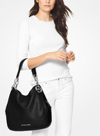 MICHAEL KORS Grand sac porté épaule Lillie en cuir grainé Noir/Argent