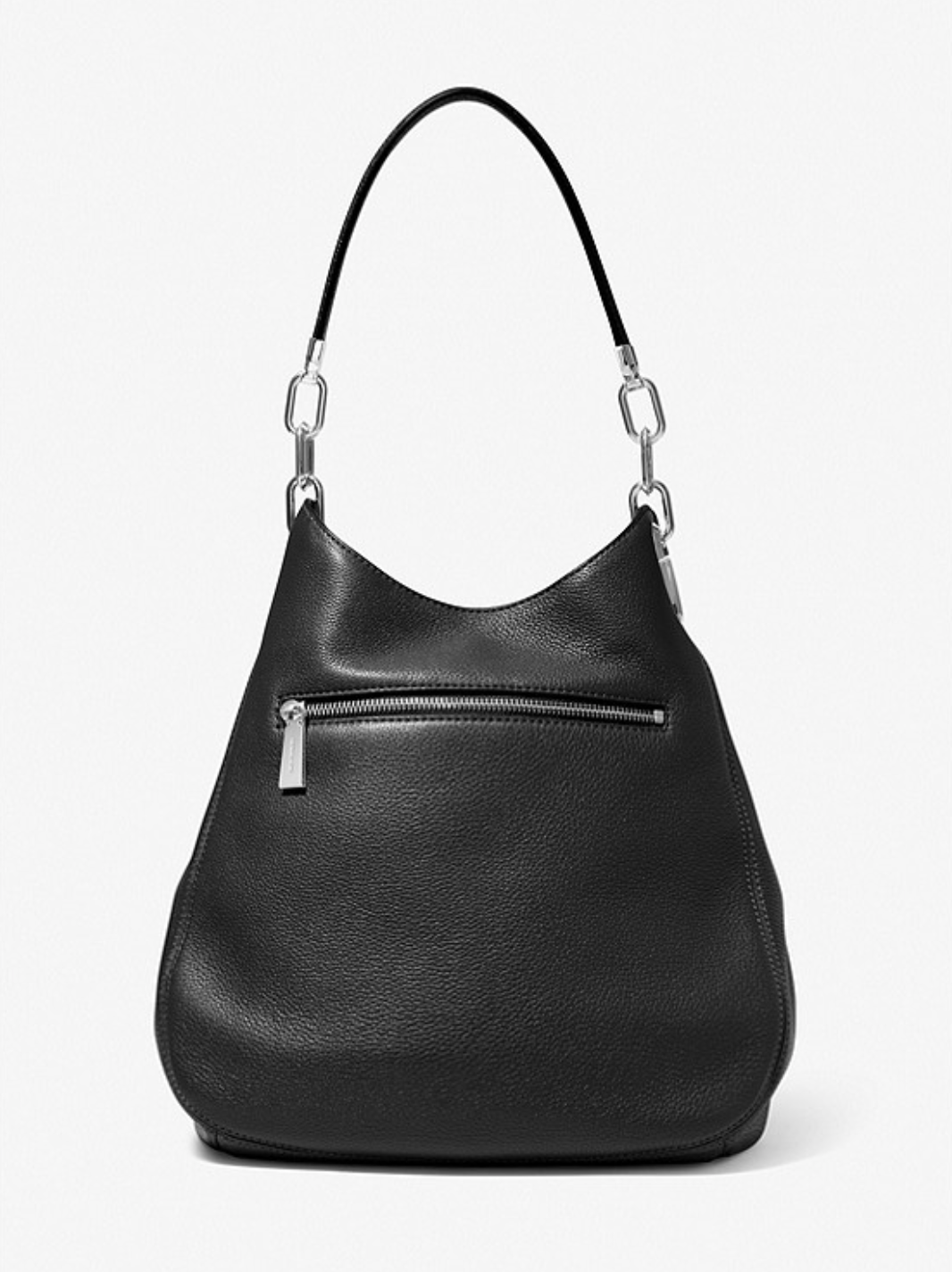 MICHAEL KORS Grand sac porté épaule Lillie en cuir grainé Noir/Argent