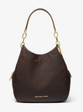 MICHAEL KORS Grand sac porté épaule Lillie en cuir grainé Noir/Argent