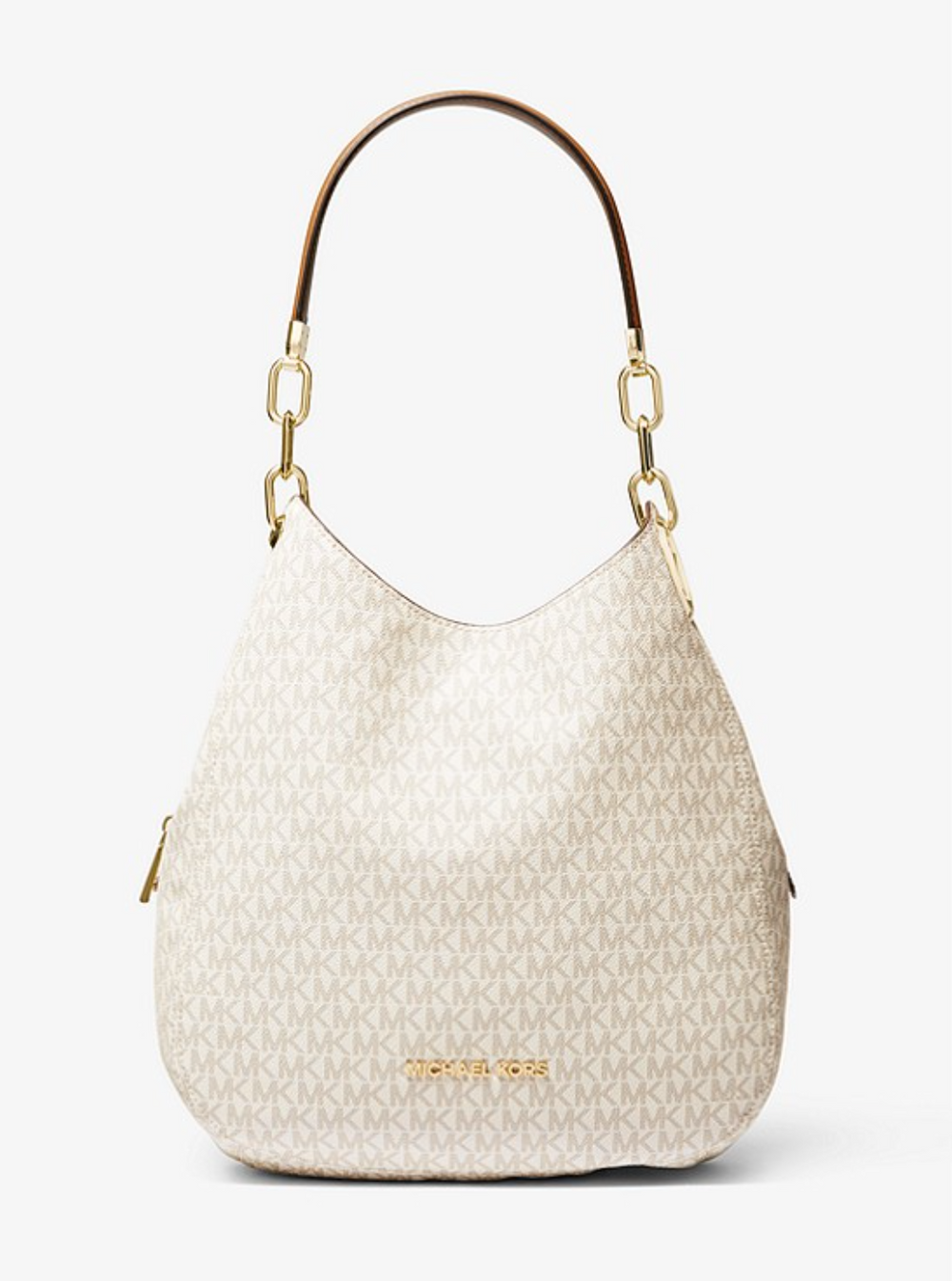 MICHAEL KORS Grand sac porté épaule Lillie en cuir grainé Vanille/Noisette