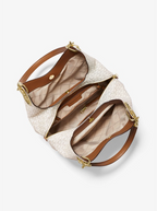 MICHAEL KORS Grand sac porté épaule Lillie en cuir grainé Vanille/Noisette