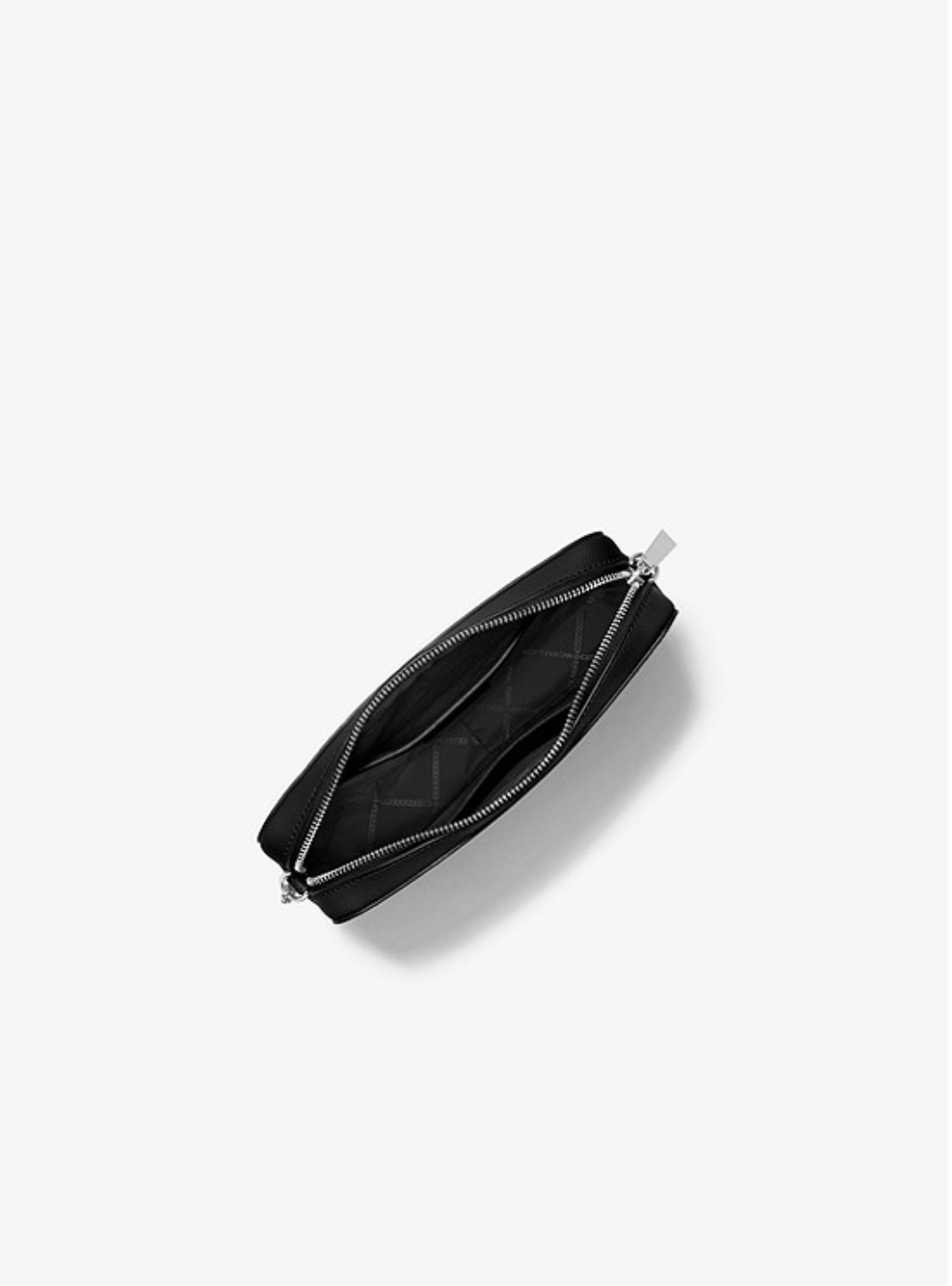 MICHAEL KORS Grand sac à bandoulière Jet Set en cuir saffiano Noir/Argenté