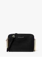 MICHAEL KORS Grand sac à bandoulière Jet Set en cuir saffiano Noir/Argenté