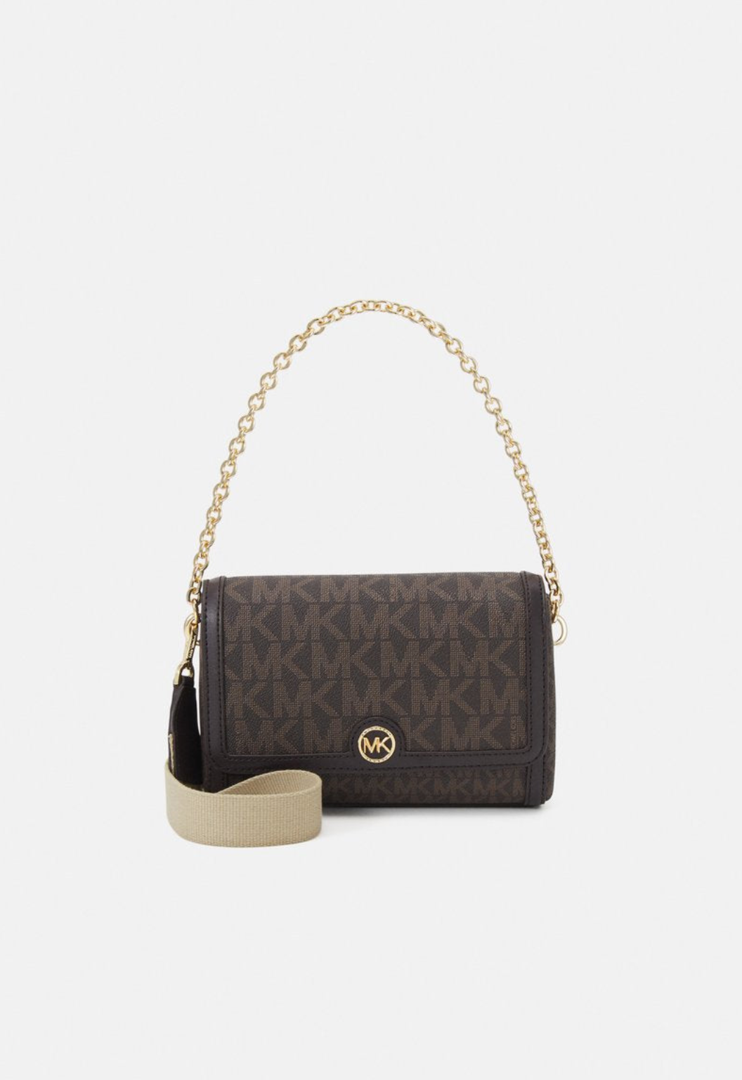 MICHAEL KORS Petit sac à bandoulière convertible Freya en cuir grainé Noir doré