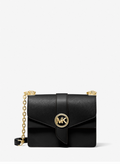 MICHAEL KORS Petit sac à bandoulière Greenwich en cuir saffiano Noir/doré