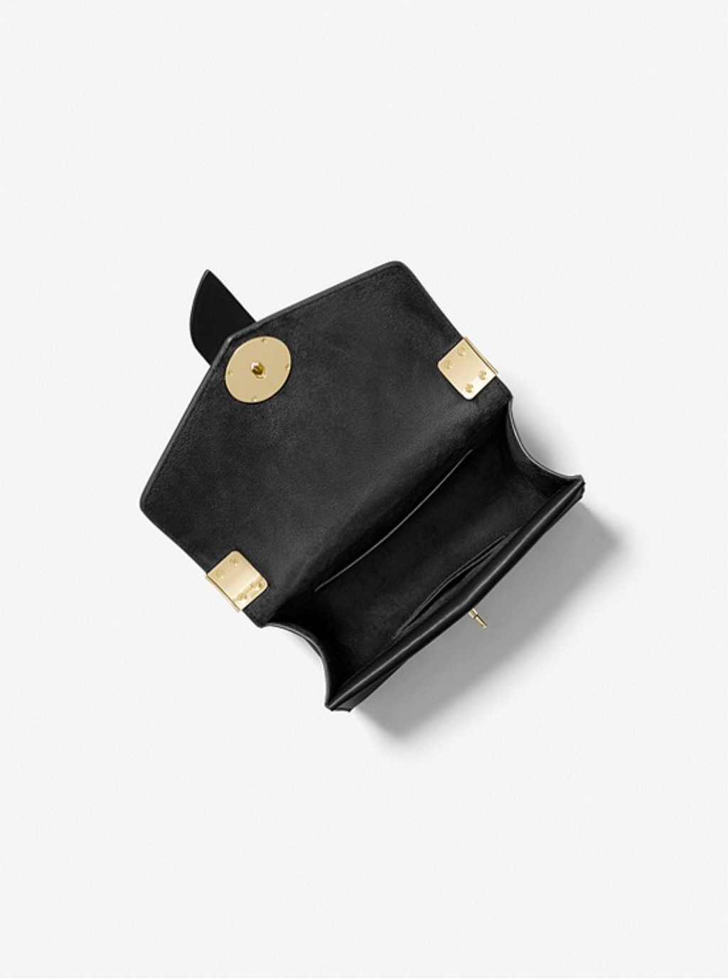 MICHAEL KORS Petit sac à bandoulière Greenwich en cuir saffiano Noir/doré