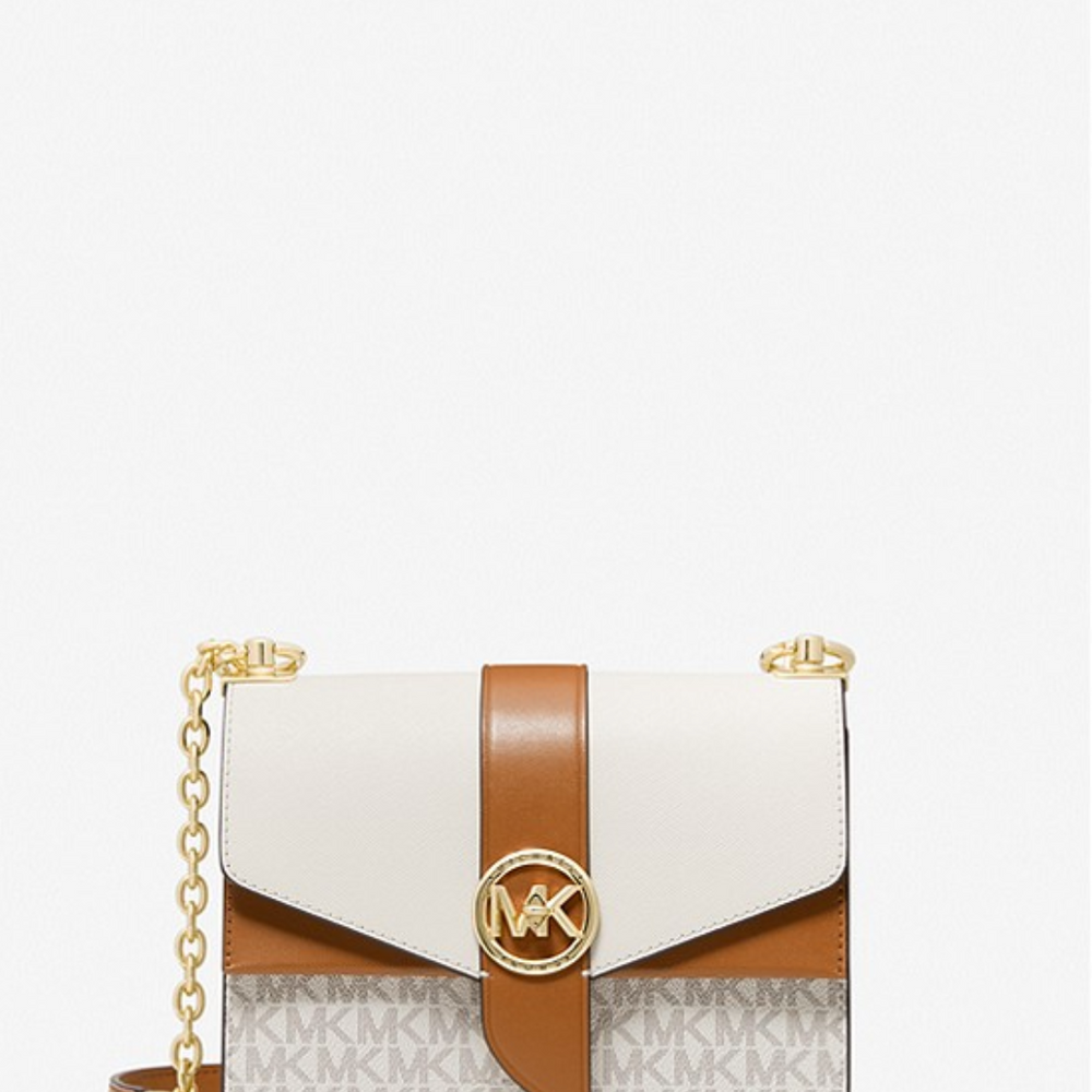 
                      
                        MICHAEL KORS Petit sac à bandoulière Greenwich en cuir saffiano Noir/Argent
                      
                    