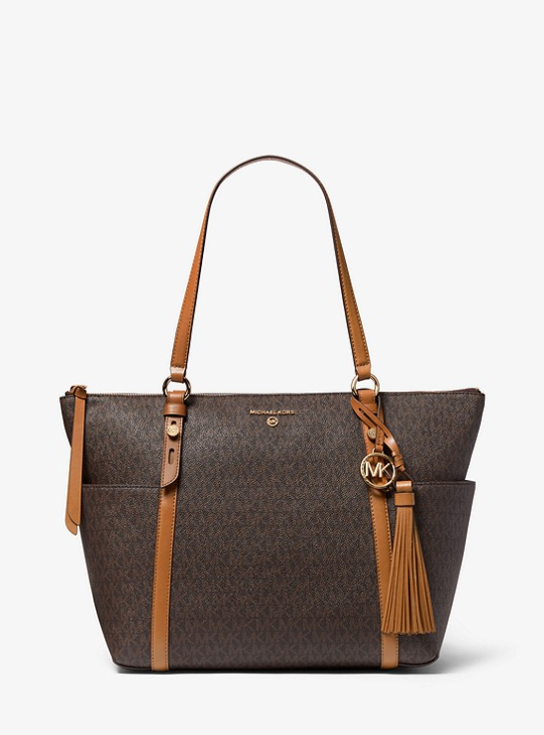 MICHAEL KORS Petit sac cabas Sullivan à logo avec glissière supérieure Marron/Noir