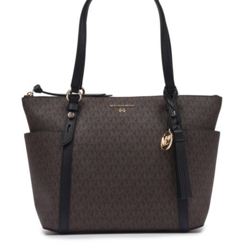 MICHAEL KORS Grand cabas Sullivan à logo avec glissière supérieure Marron/Noir