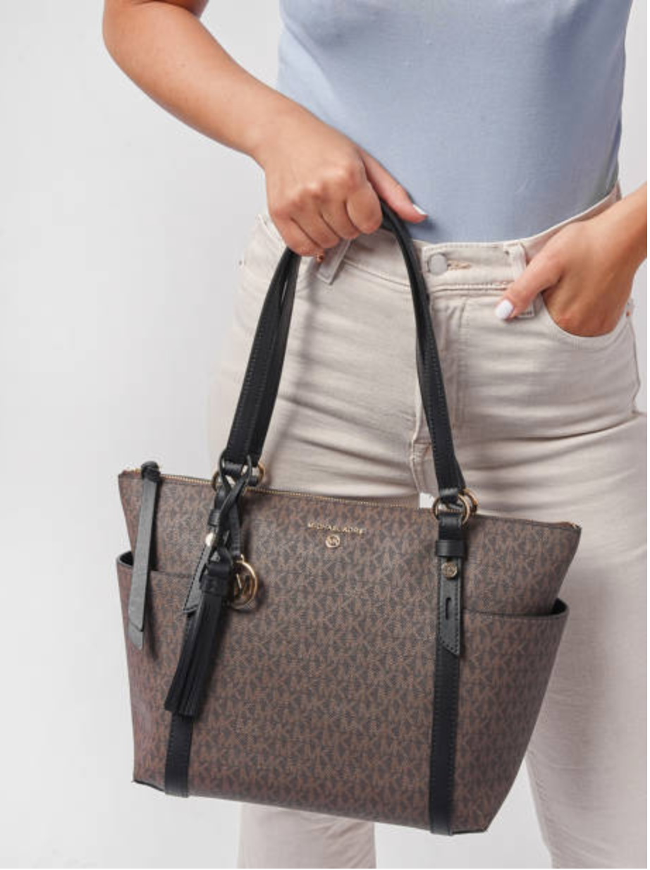 MICHAEL KORS Grand cabas Sullivan à logo avec glissière supérieure Marron/Noir