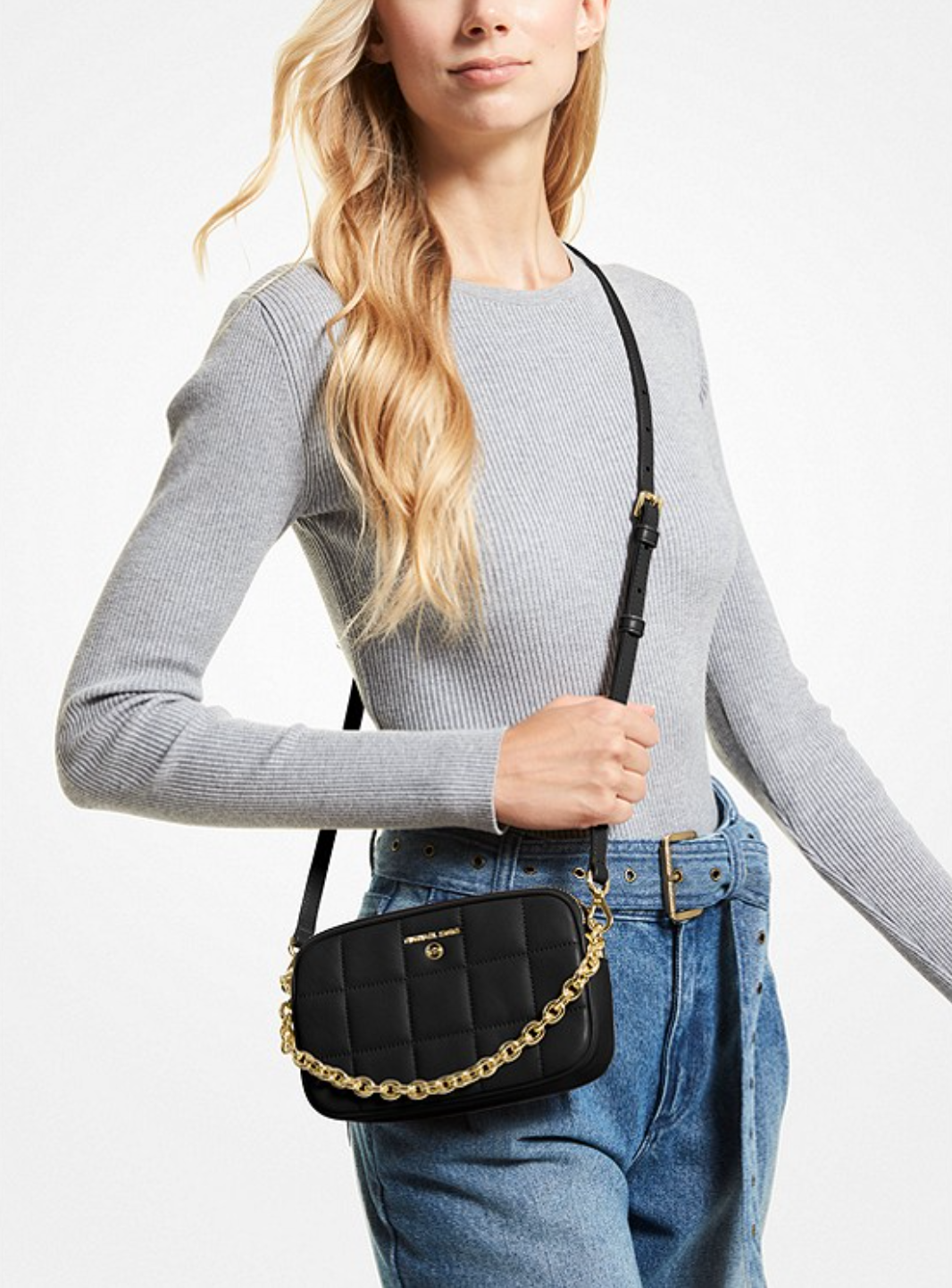 MICHAEL KORS Petit sac pour appareil photo Jet Set en cuir matelassé Noir