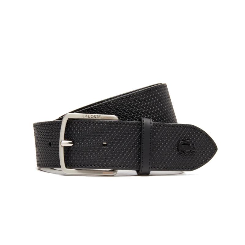 Ceinture en cuir texturé à boucle gravée Lacoste