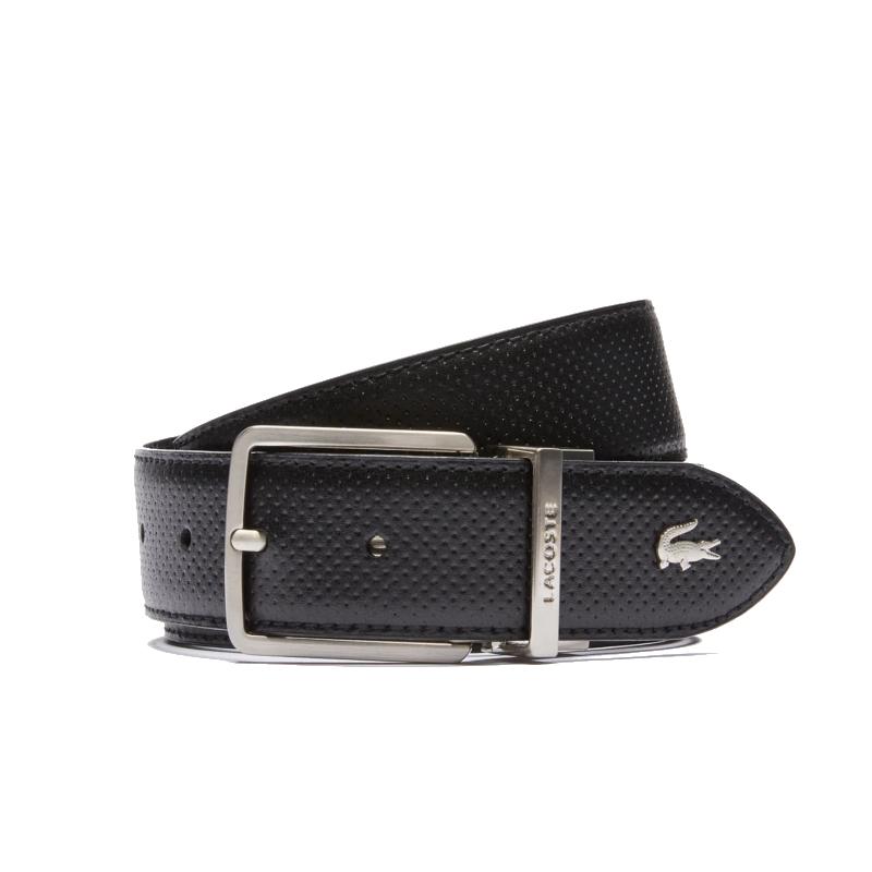 Ceinture réversible en cuir piqué à boucle gravée Lacoste
