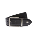 Ceinture réversible en cuir piqué à boucle gravée Lacoste
