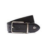 Ceinture réversible en cuir piqué à boucle gravée Lacoste