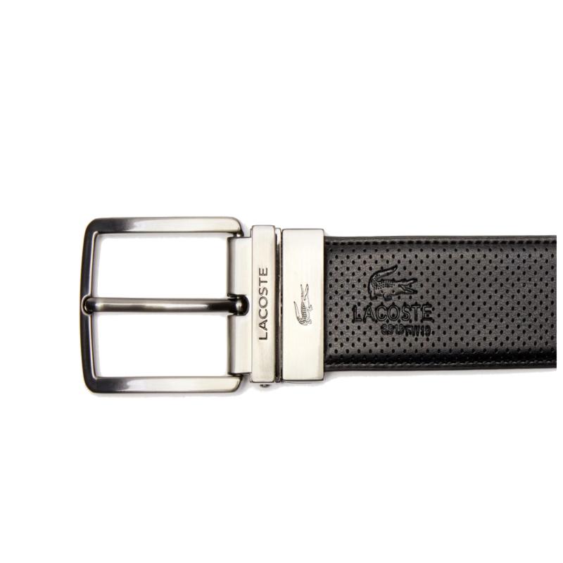 Ceinture réversible en cuir piqué à boucle gravée Lacoste