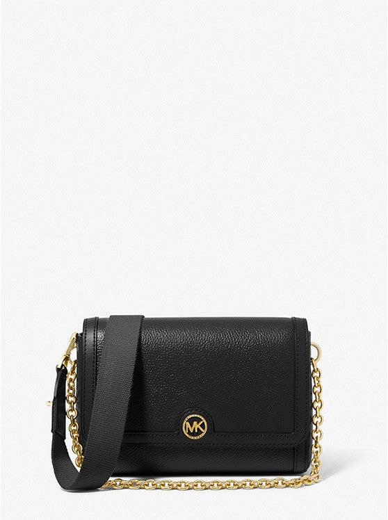 
                      
                        MICHAEL KORS Petit sac à bandoulière convertible Freya en cuir grainé Noir doré
                      
                    