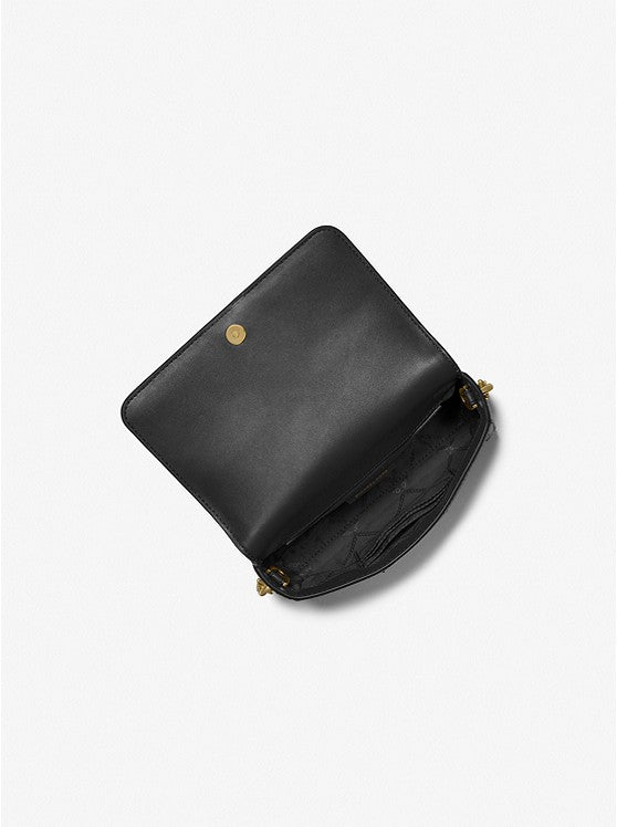 MICHAEL KORS Petit sac à bandoulière convertible Freya en cuir grainé Noir doré