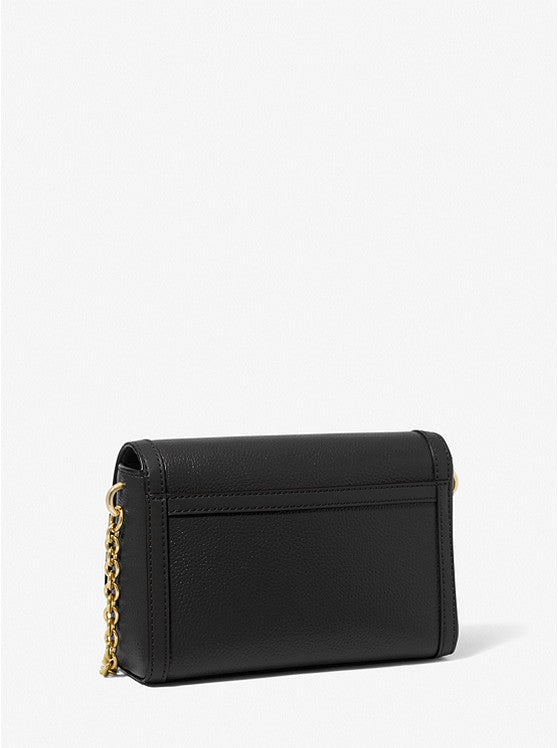 MICHAEL KORS Petit sac à bandoulière convertible Freya en cuir grainé Noir doré