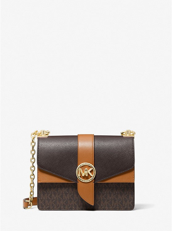 MICHAEL KORS Petit sac à bandoulière Greenwich en cuir saffiano à couleurs contrastées avec logo