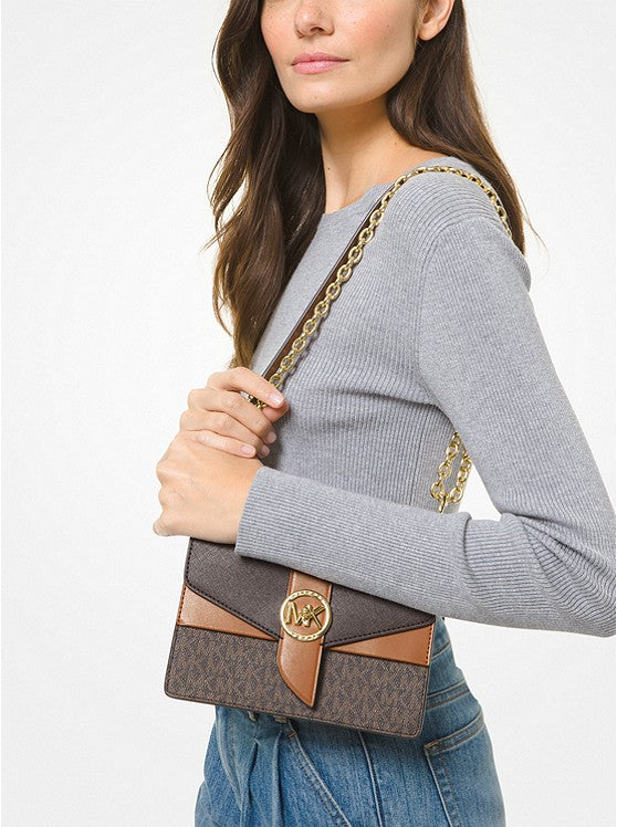 MICHAEL KORS Petit sac à bandoulière Greenwich en cuir saffiano à couleurs contrastées avec logo