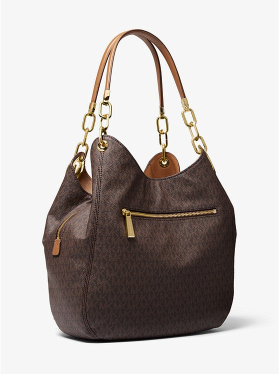 MICHAEL KORS Grand sac porté épaule Lillie en cuir Bronze/Noisette