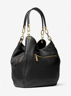 MICHAEL KORS Grand sac porté épaule Lillie en cuir grainé Noir/Doré