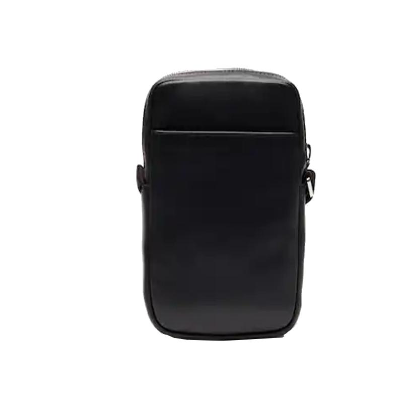 Sacoche verticale cuir Casual avec marquage embossé - Noir