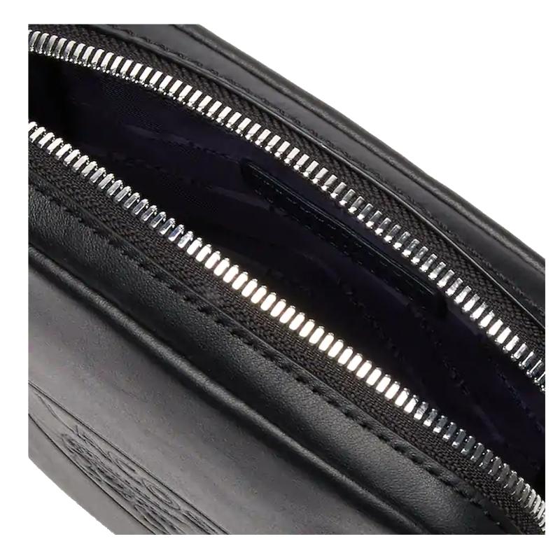 Sacoche verticale cuir Casual avec marquage embossé - Noir