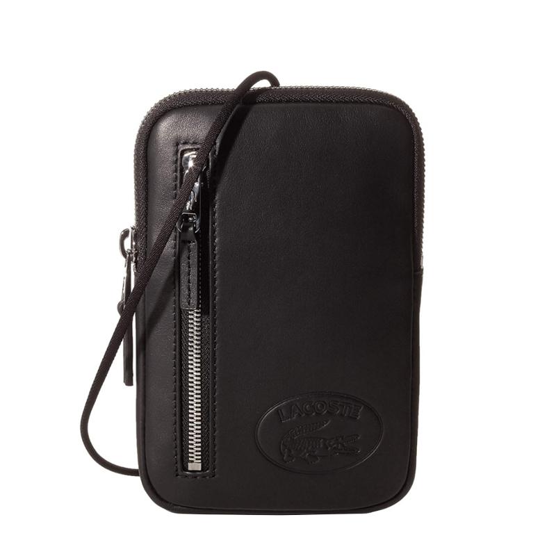 Mini sacoche en cuir Lacoste avec cordon tour de cou