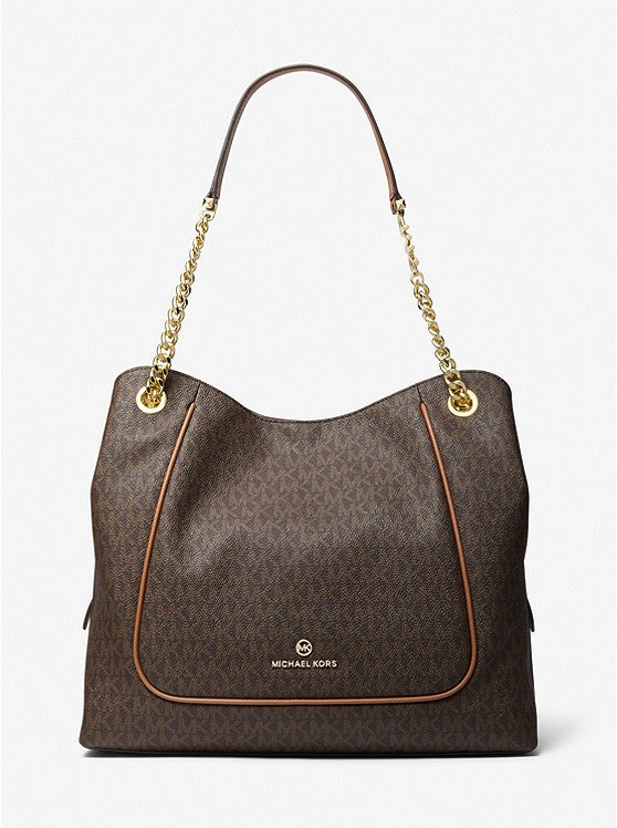 MICHAEL KORS Grand sac porté épaule Piper à logo Marron/Noisette