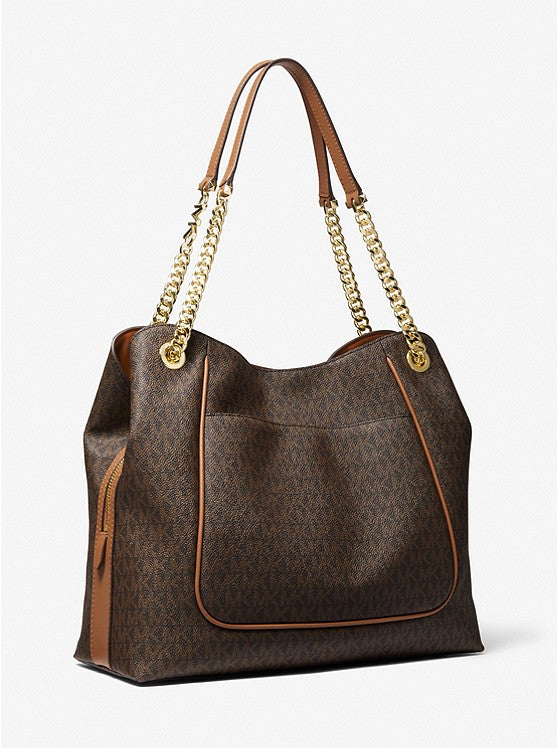 MICHAEL KORS Grand sac porté épaule Piper à logo Marron/Noisette